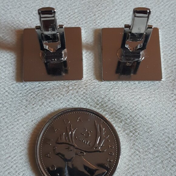 Anson Vintage Cuff Links Silver Tone Metal 3/4 Inch Square ⚡️BUY 3 for $35⚡️ - Picture 8 of 9